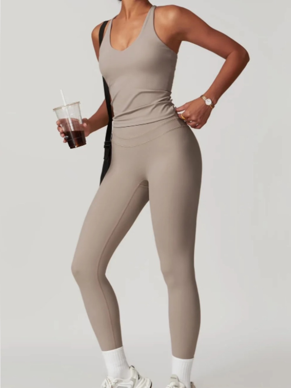 MASKERT Move & Flow Taupe Matching Activewear Set - Size Medium and XLARGE NWT
